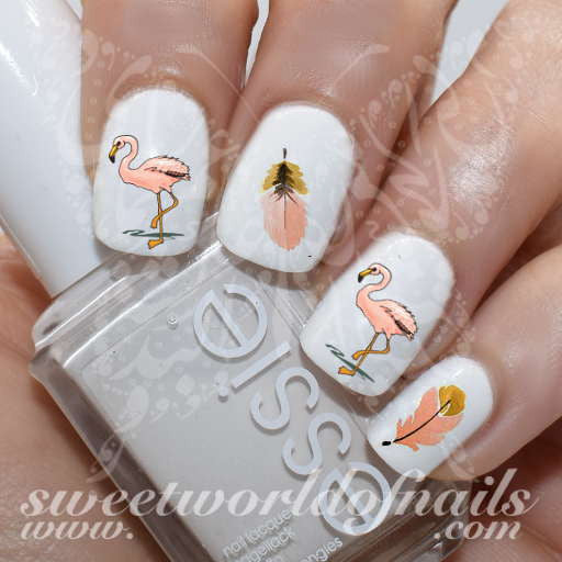 Flamingo Nail Art Flamingo Feathers Nail Water Decals Slides