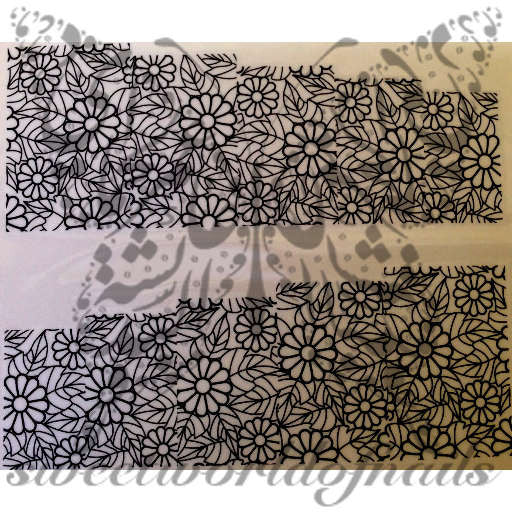 Flower Nail Art Black Flowers and Leaves nail Water Full Wraps