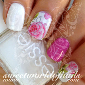 Flower Nail Art Pink Rose Nail Water Decals Water Slides