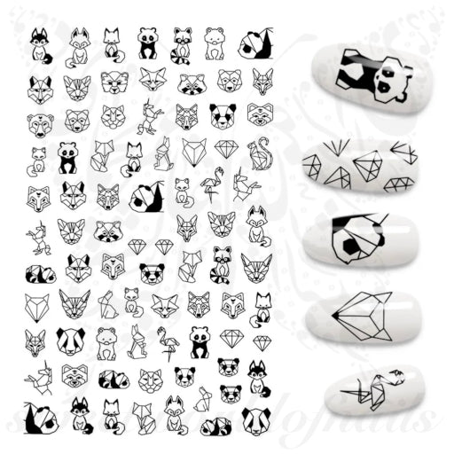 Geometric Animals Nail Art Nail Stickers