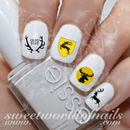 Game of Thrones Nail Art House of baratheon Nail Water Decals