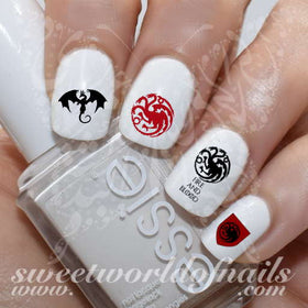 Game of Thrones Nail Art house of targaryen Water Decals