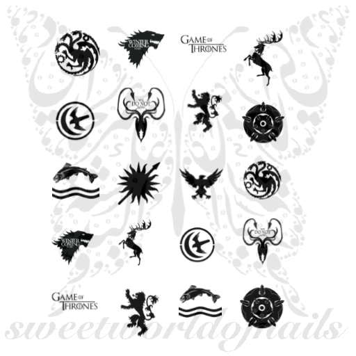 Game of Thrones Nail Art Nail Water Decals Water Slides