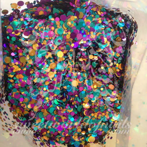 Confetti Nail Art Purple green and gold Nail Decoration