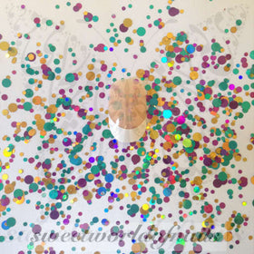 Confetti Nail Art Purple green and gold Nail Decoration