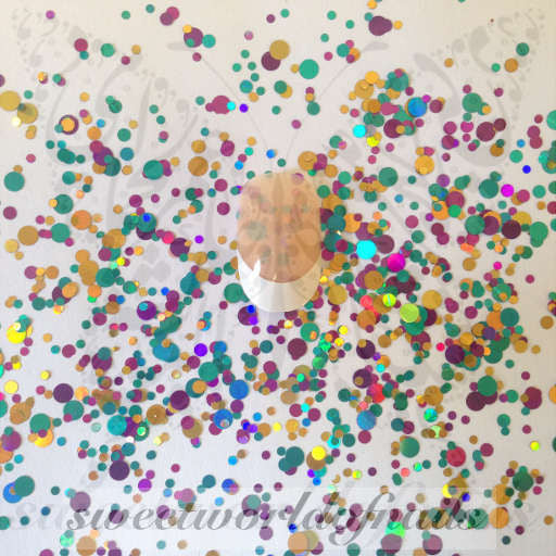 Confetti Nail Art Purple green and gold Nail Decoration