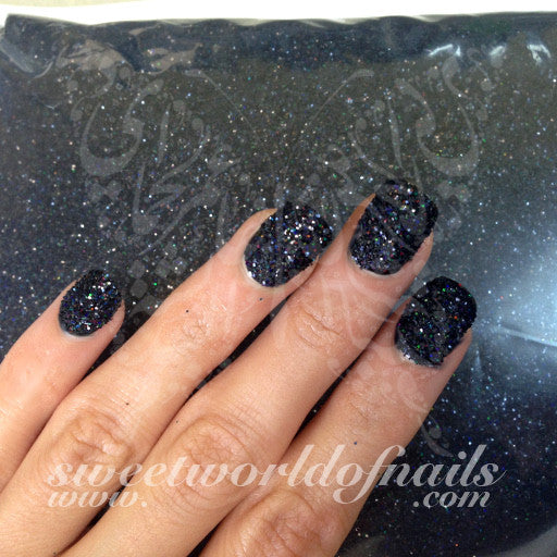 Nail Glitter Black Sparkle Glitter Dust Powder Nail Art