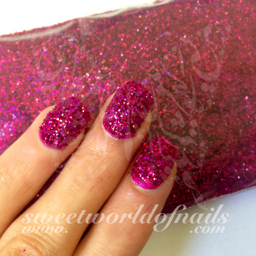 Nail Glitter Hot Pink Sparkle Glitter Dust Powder Nail Art #1