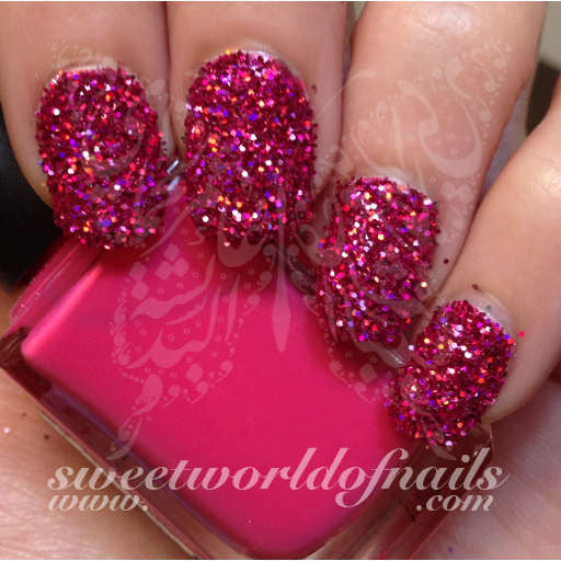 Nail Glitter Hot Pink Sparkle Glitter Dust Powder Nail Art #2