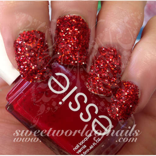 red and silver glitter nails