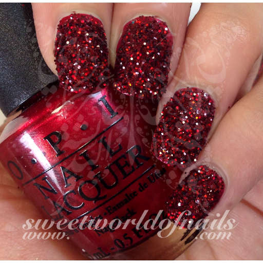 red and silver glitter nails