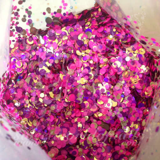 Confetti Nail Art Pink Purple and Gold Nail Decoration