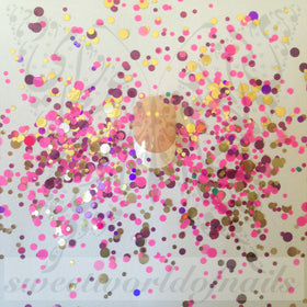 Confetti Nail Art Pink Purple and Gold Nail Decoration