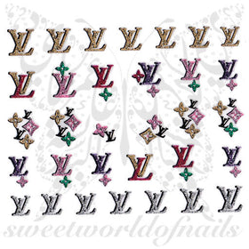 Glitter Letter L nail stickers