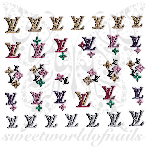 Glitter Letter L nail stickers