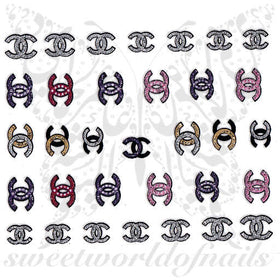 Glitter Letter C nail stickers