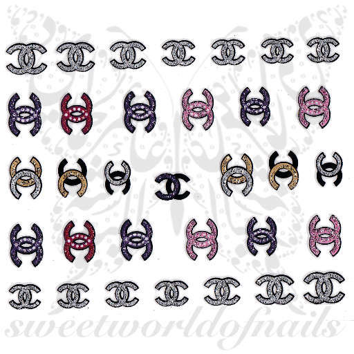 Glitter Letter C nail stickers