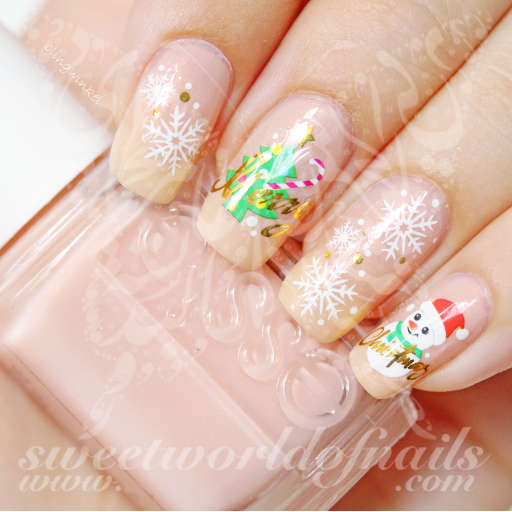 Christmas Nails Snowman Tree Snowflakes Water Decals
