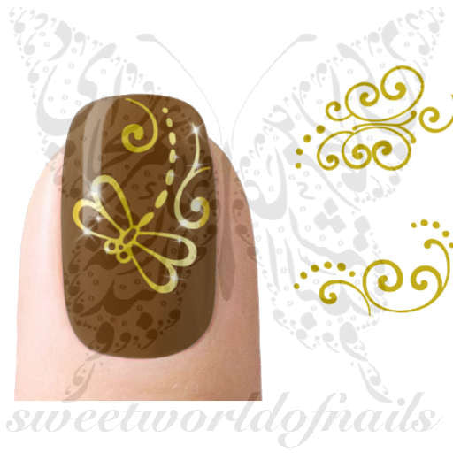 Gold Dragonfly Nail Art Nail Water Decals Transfers Wraps