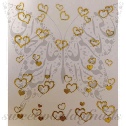 Valentine's Day Nail Art Gold Hearts Nail Water Decals Wraps