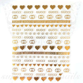 Metallic G hearts Nail Stickers