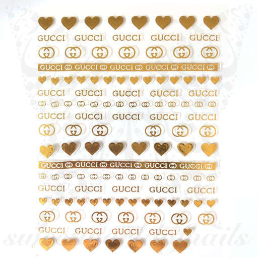 Metallic G hearts Nail Stickers