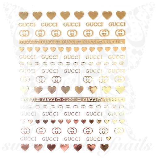 Metallic G hearts Nail Stickers