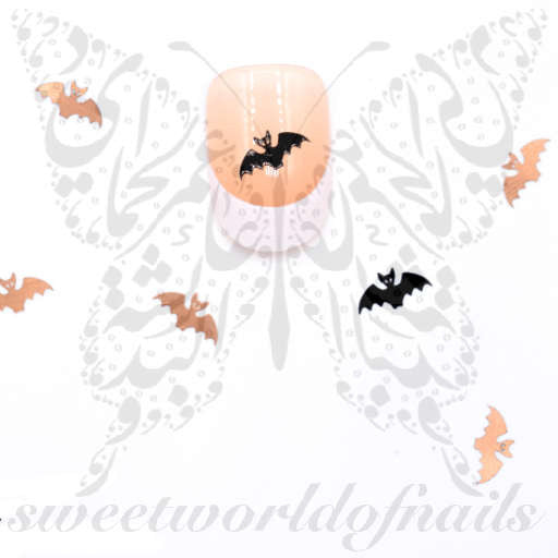 Halloween Nail Art Bats Thin Metallic Nail Charms