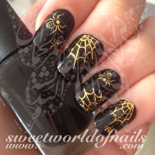Halloween Nail Art Gold Spider Spider Web Nail Water Decals Water Slides