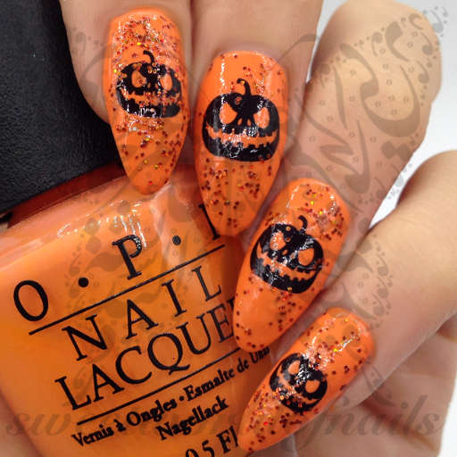 Halloween Nails Black Pumpkin Nail Water Decals