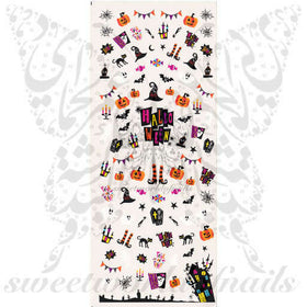 Halloween Nail Art Pumpkin Black Cat Spiderweb Scary Water Decals Transfers Wraps