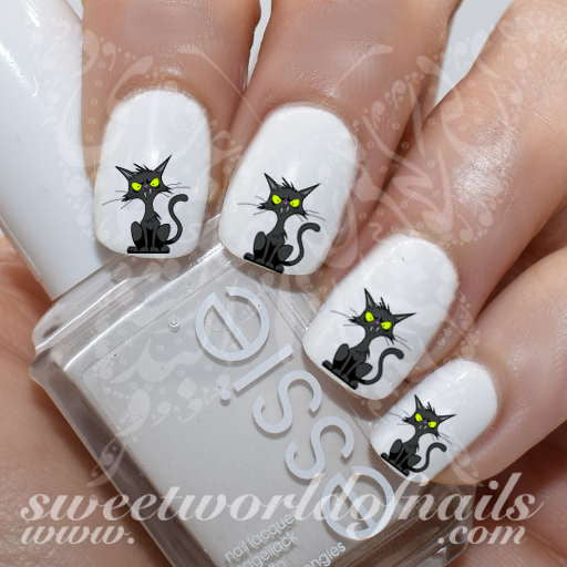 Halloween Nail Art Scary Cat Nail Water Decals Water Slides