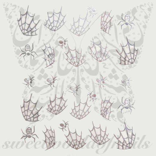 Halloween Nail Art Silver Spider Nail Water Decals Water Slides