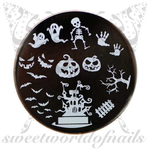 Halloween Nail Art Stamping Plate Ghost Bats and Pumpkins