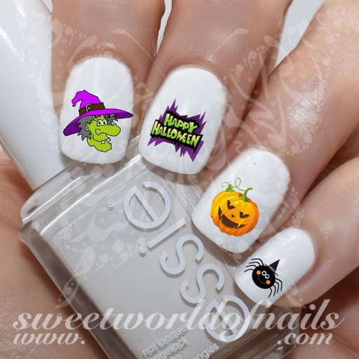 Halloween Nail Art Witch Spider Happy Halloween Pumpkin Nail Water Decals Slides