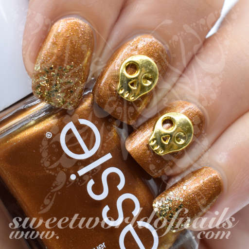 Halloween Nails 3D Gold Metal Skulls Nail Charms /5 pcs
