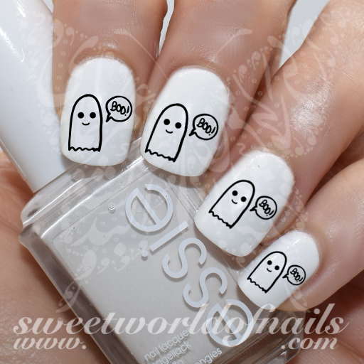 Halloween Nails Cute Ghost Boo Nail Water Slides