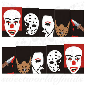 Halloween Nails Scary Clown Water Decals