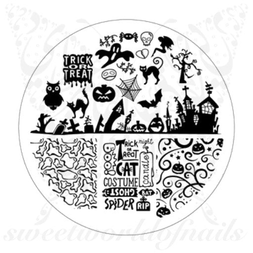 Halloween Nail Art Acrylic Stamping Plate Ghost Bats and Pumpkins