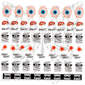 Halloween Nails Vampire Lips Scary Eyes Nail Water Decals