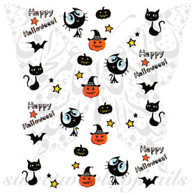 Halloween Nails Cute Cat Pumpkin Nail water decals