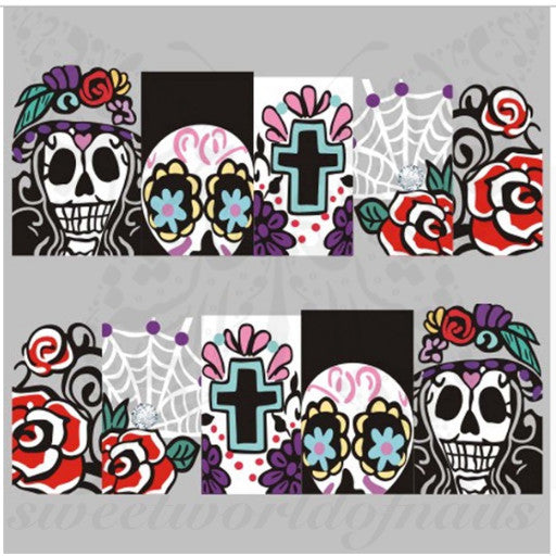 Halloween Nails Day of the Dead Full Wraps