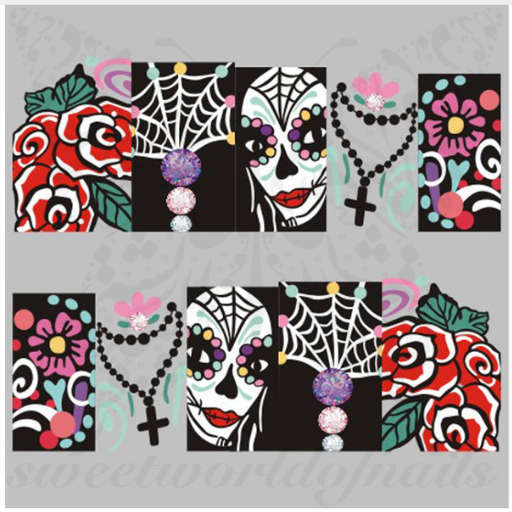 Halloween Nails Day of the Dead Full Wraps