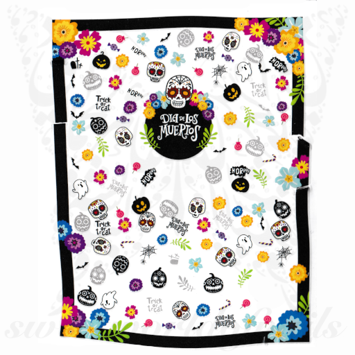 Halloween Nails Sugar Skull Nail Stickers