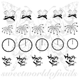 Happy New Year Nail Art Fireworks Nail Water Decals