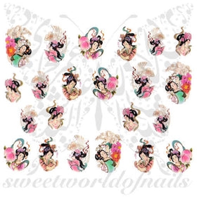Oriental Nail Art Geisha Nail Water Decals Water Slides