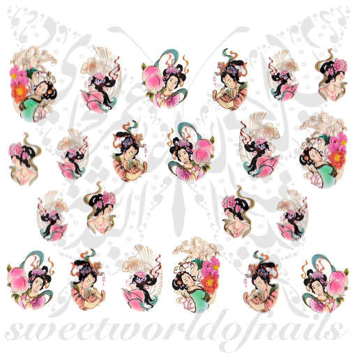 Oriental Nail Art Geisha Nail Water Decals Water Slides