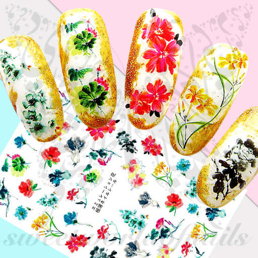 Japanese Flowers Nail Art Stickers
