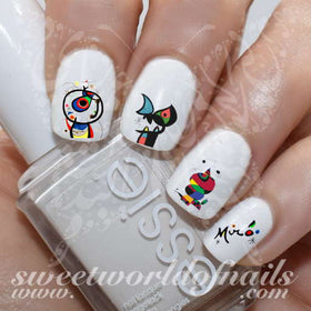 Nail Art Inspired by Joan Miro Surrealism Nail Water Decals Transfers Wraps