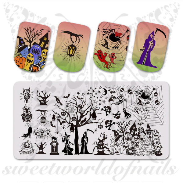 Halloween Nails Stamping Plate Grim Ghosts